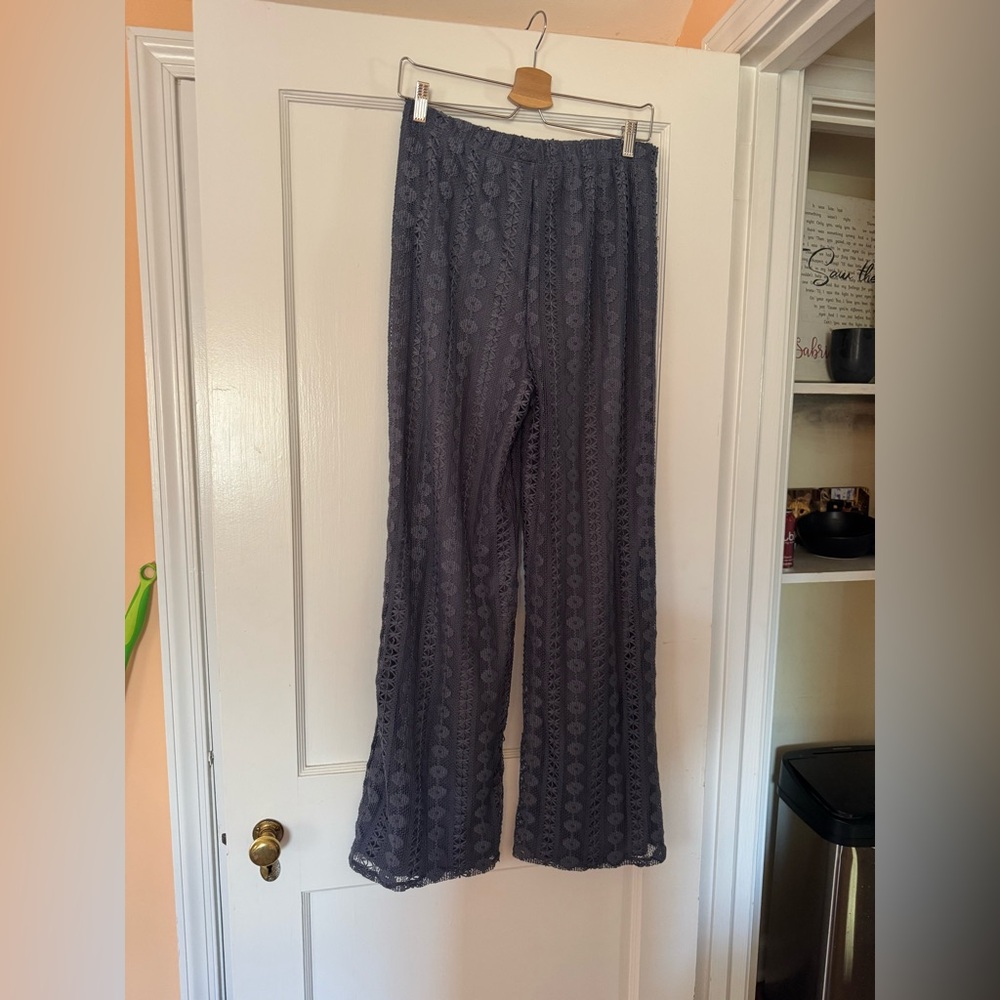 Windsor Dark Gray Lace Wide-Leg Pants